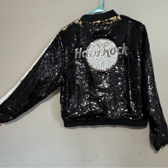 Hard Rock Cafe Black and Gold Sequin Jacket - Picture 14 of 14